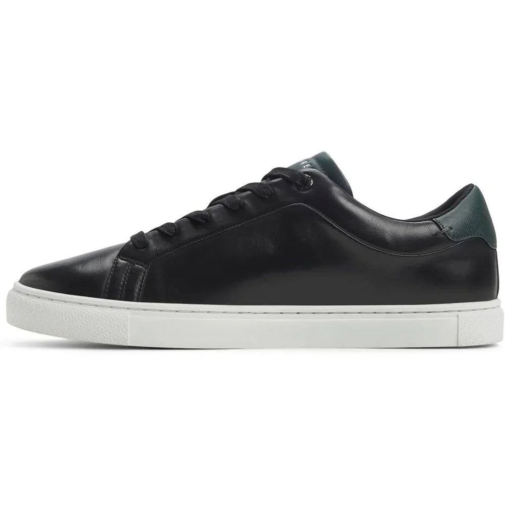 New In Box Ted Baker Mens Size 12 Black Leather Robberto Lace Up Sneaker Shoes